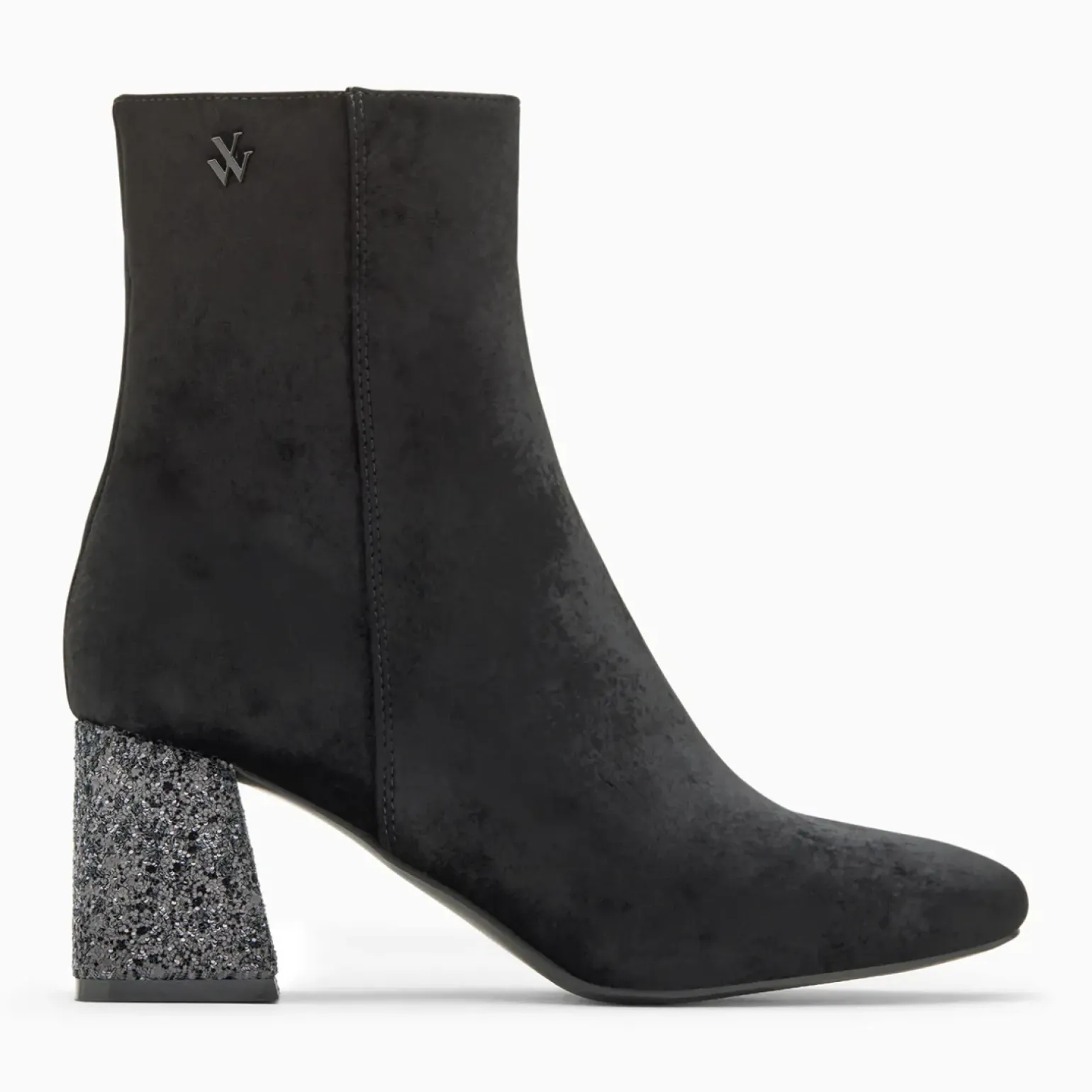 Bottines New York noires à talon pailleté