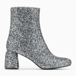 Bottines pailletées Londres argent à talon