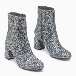Bottines pailletées Londres argent à talon