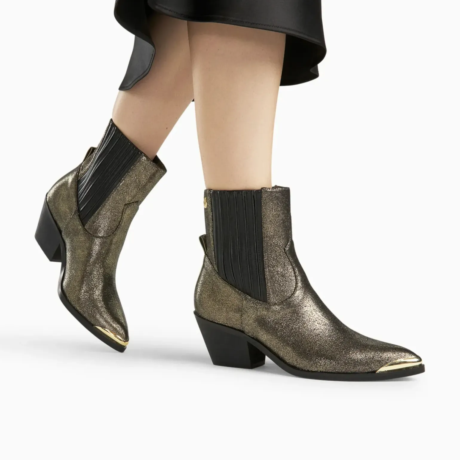 Bottines santiags Appoline or à talon