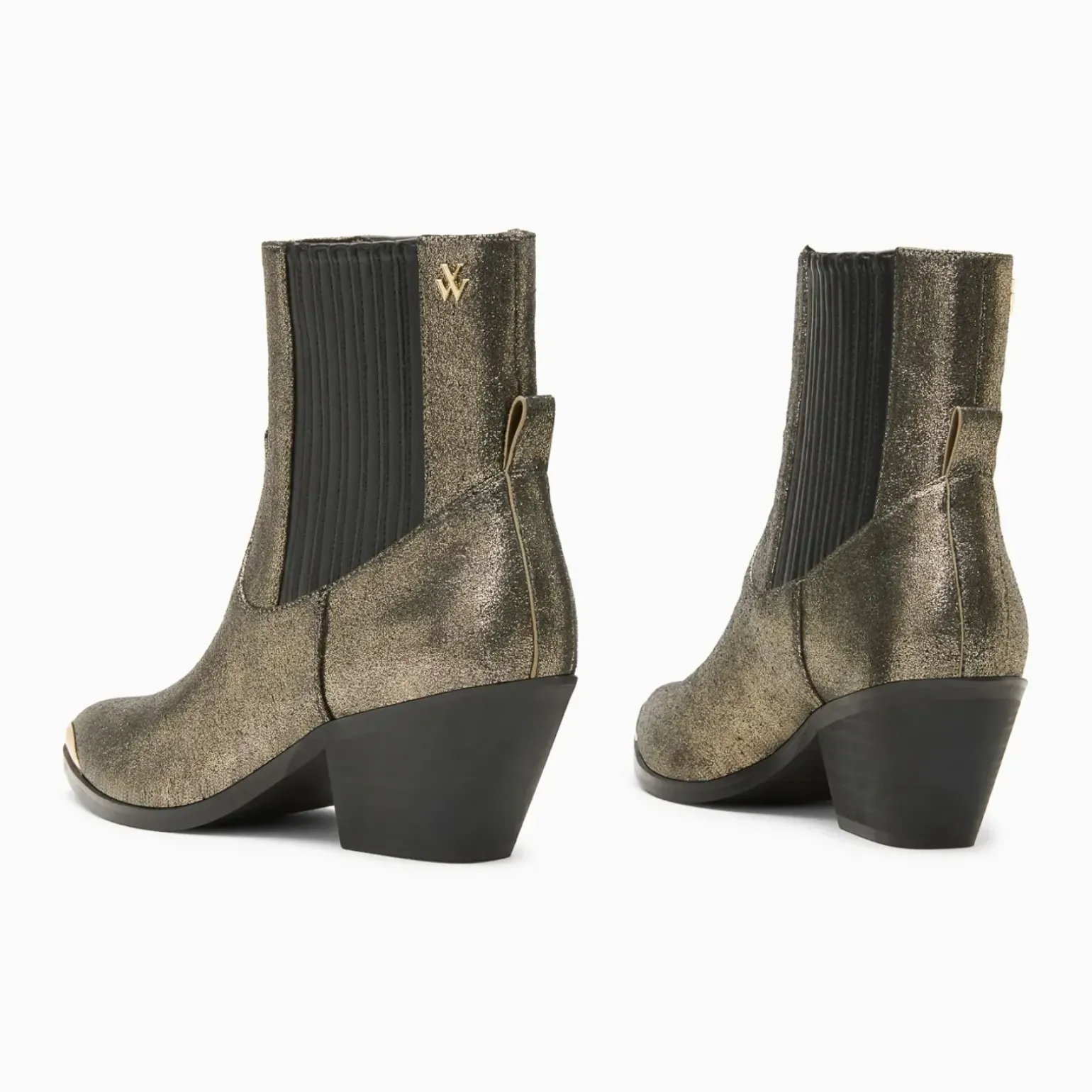 Bottines santiags Appoline or à talon