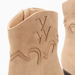 Bottines santiags Clotilde beiges à talon