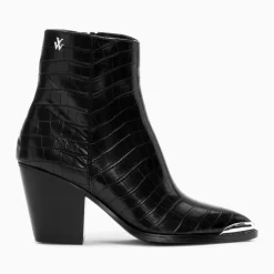 Bottines santiags Jenn noir croco à talon