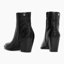 Bottines santiags Jenn noir croco à talon