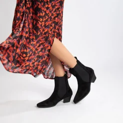 Bottines santiags Marguerite noires effet poulain