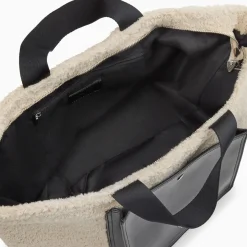 Cabas Octavie beige et noir en fausse fourrure