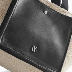 Cabas Octavie beige et noir en fausse fourrure