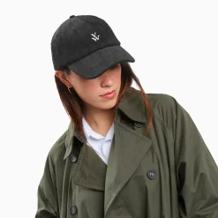 Casquette Jess noire en velours côtelé