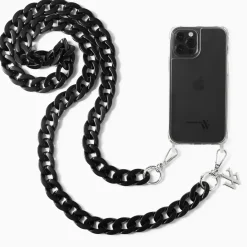 Chaîne de téléphone Aurélie noir mat