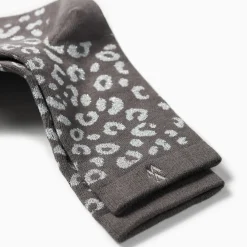 Chaussettes Agathe gris et léopard argent