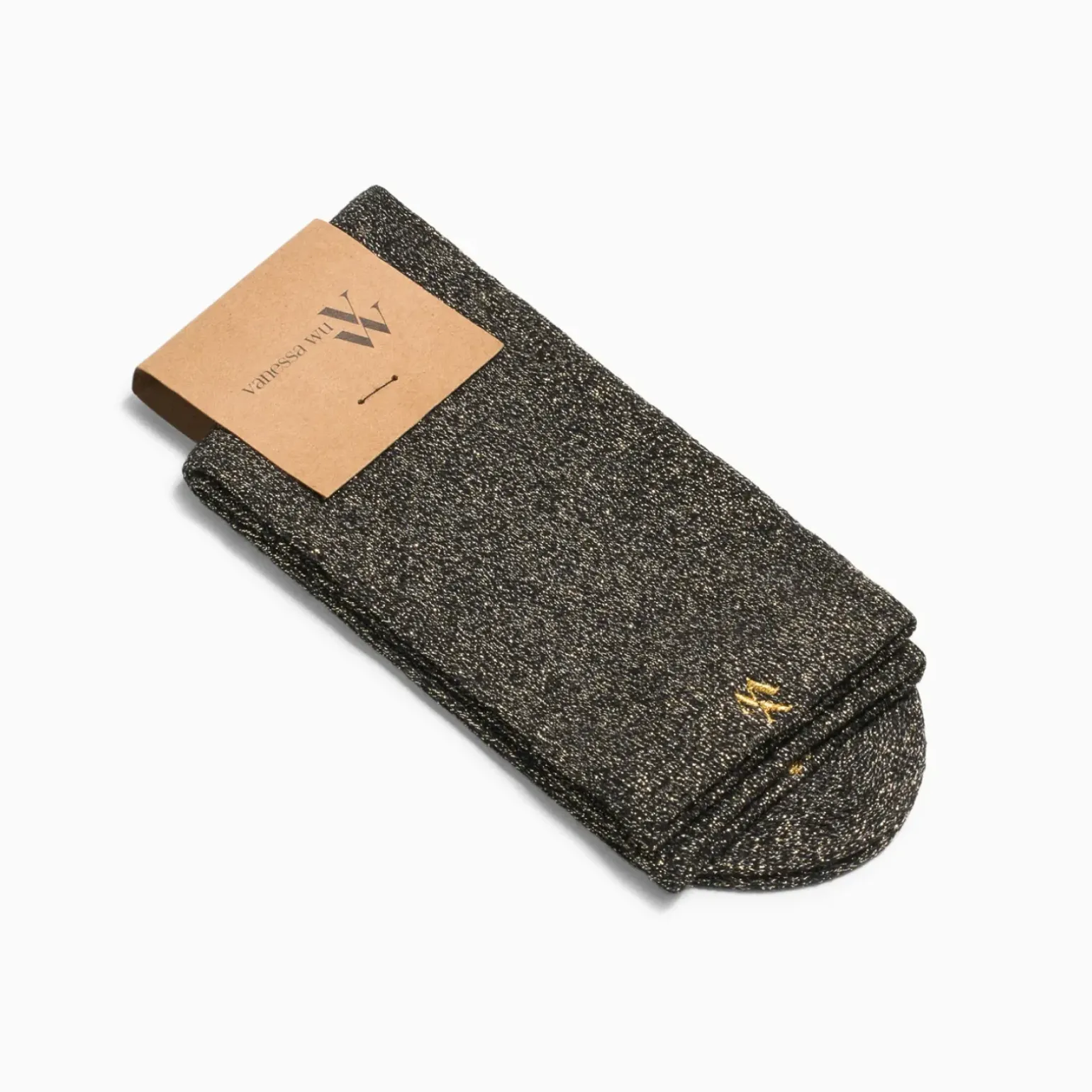Chaussettes Ambre noir et or pailleté
