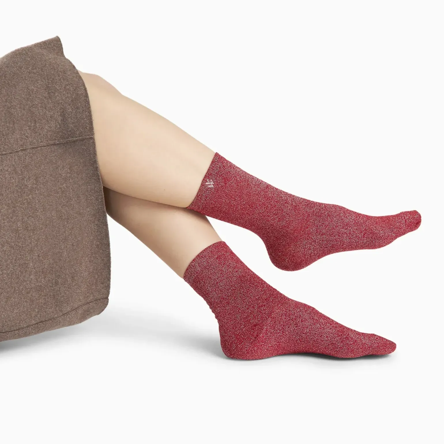 Chaussettes Ambre rouge et argent pailleté
