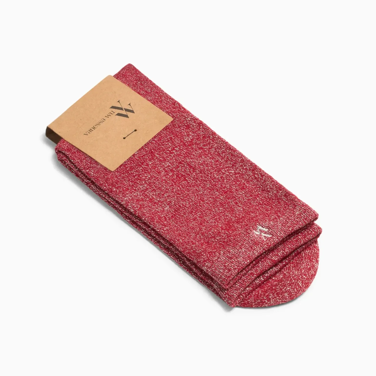 Chaussettes Ambre rouge et argent pailleté