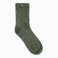 Chaussettes Ambre vert et or pailleté