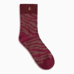 Chaussettes Brianna bordeaux et zébré or
