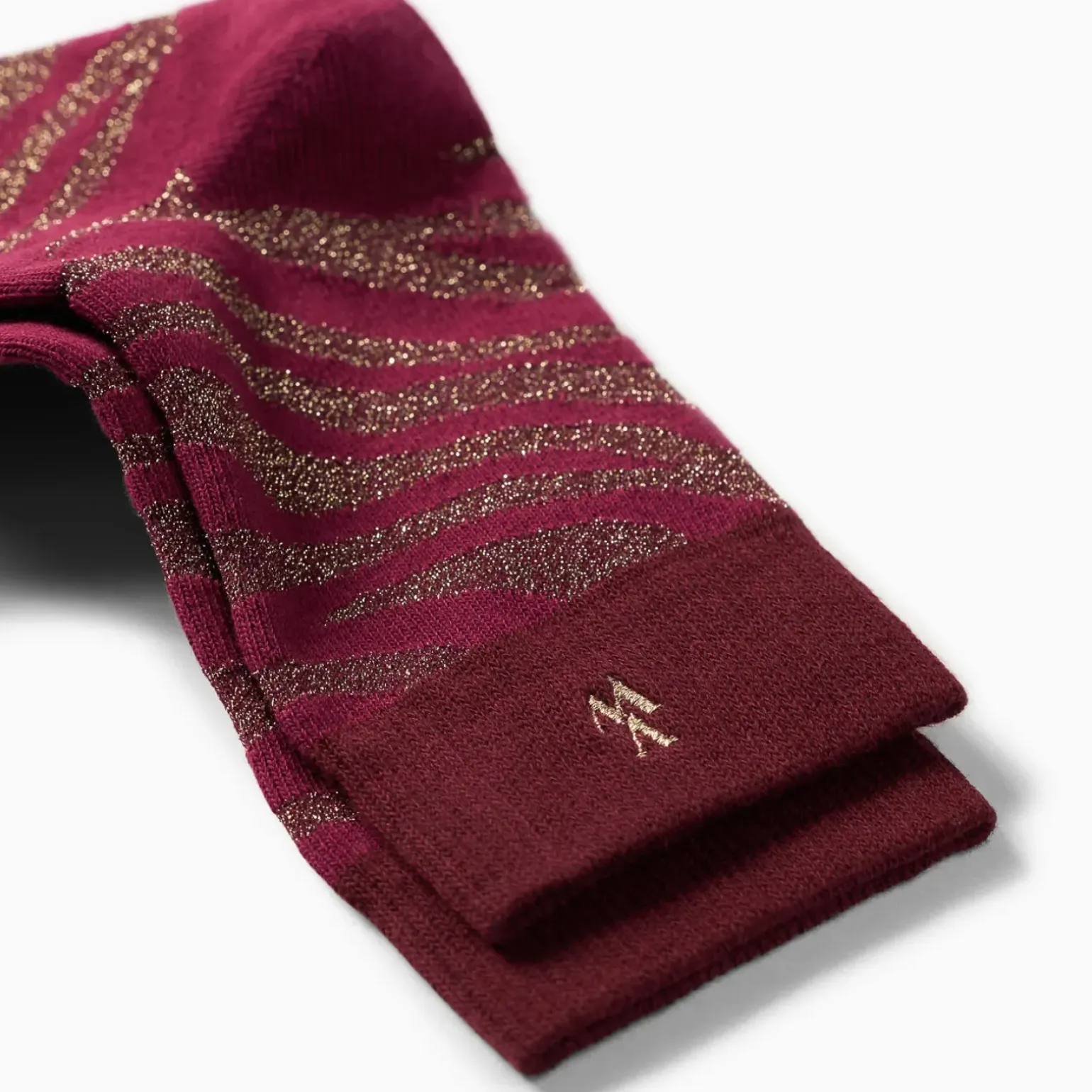 Chaussettes Brianna bordeaux et zébré or