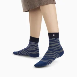 Chaussettes Brianna marine et zébré argent