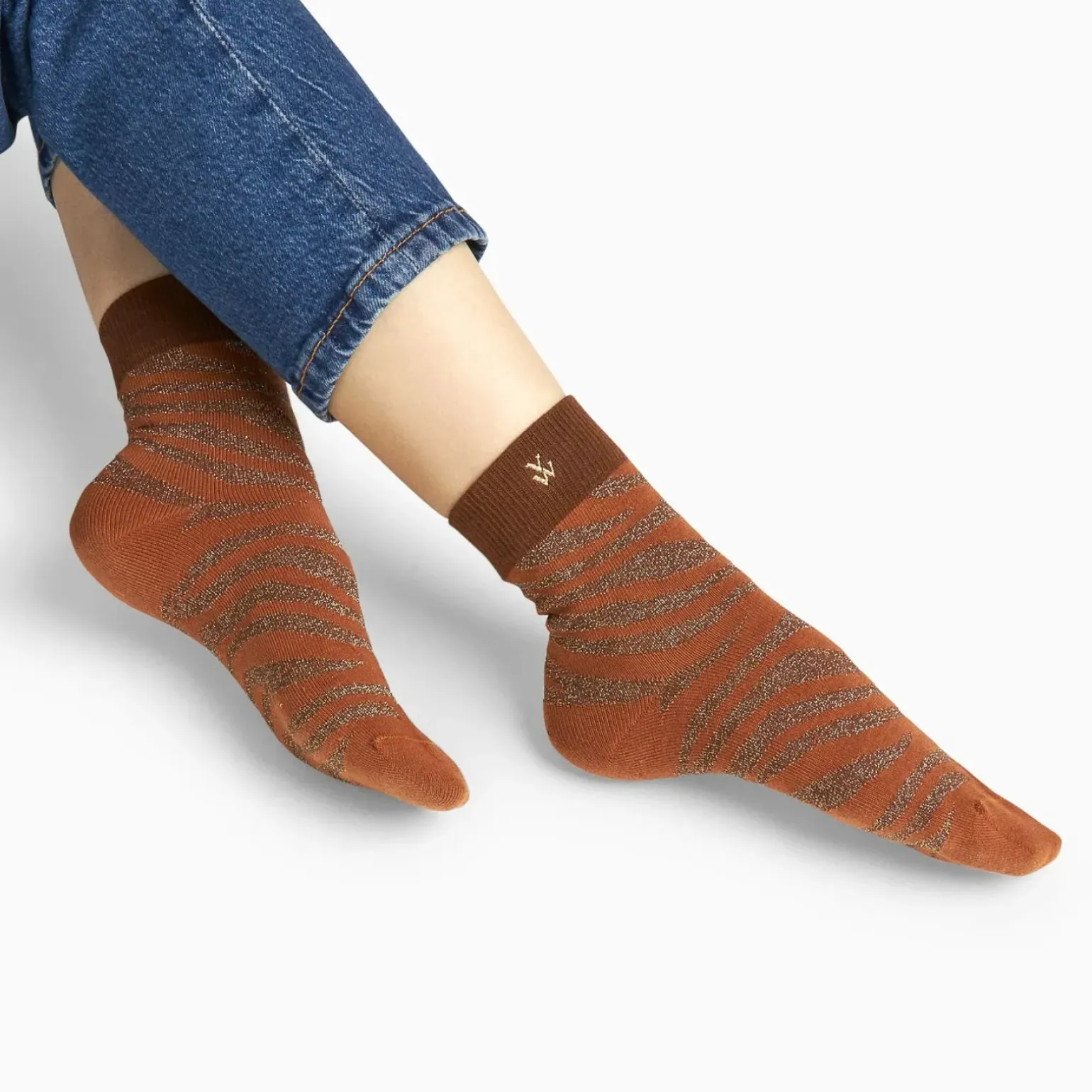 Chaussettes Brianna orange et zébré or