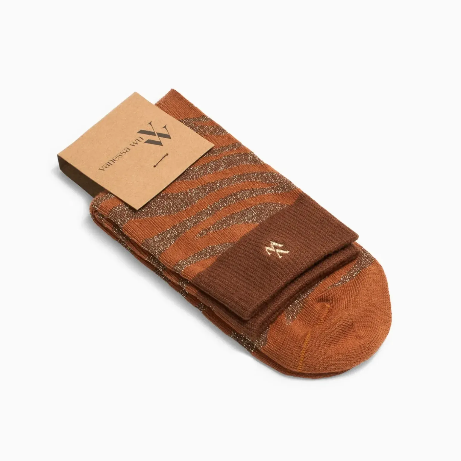 Chaussettes Brianna orange et zébré or