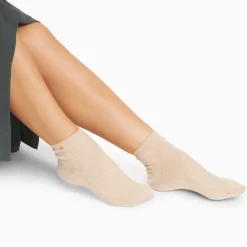 Chaussettes courtes Amy beiges côtelées