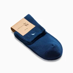 Chaussettes courtes Amy bleu marine côtelées