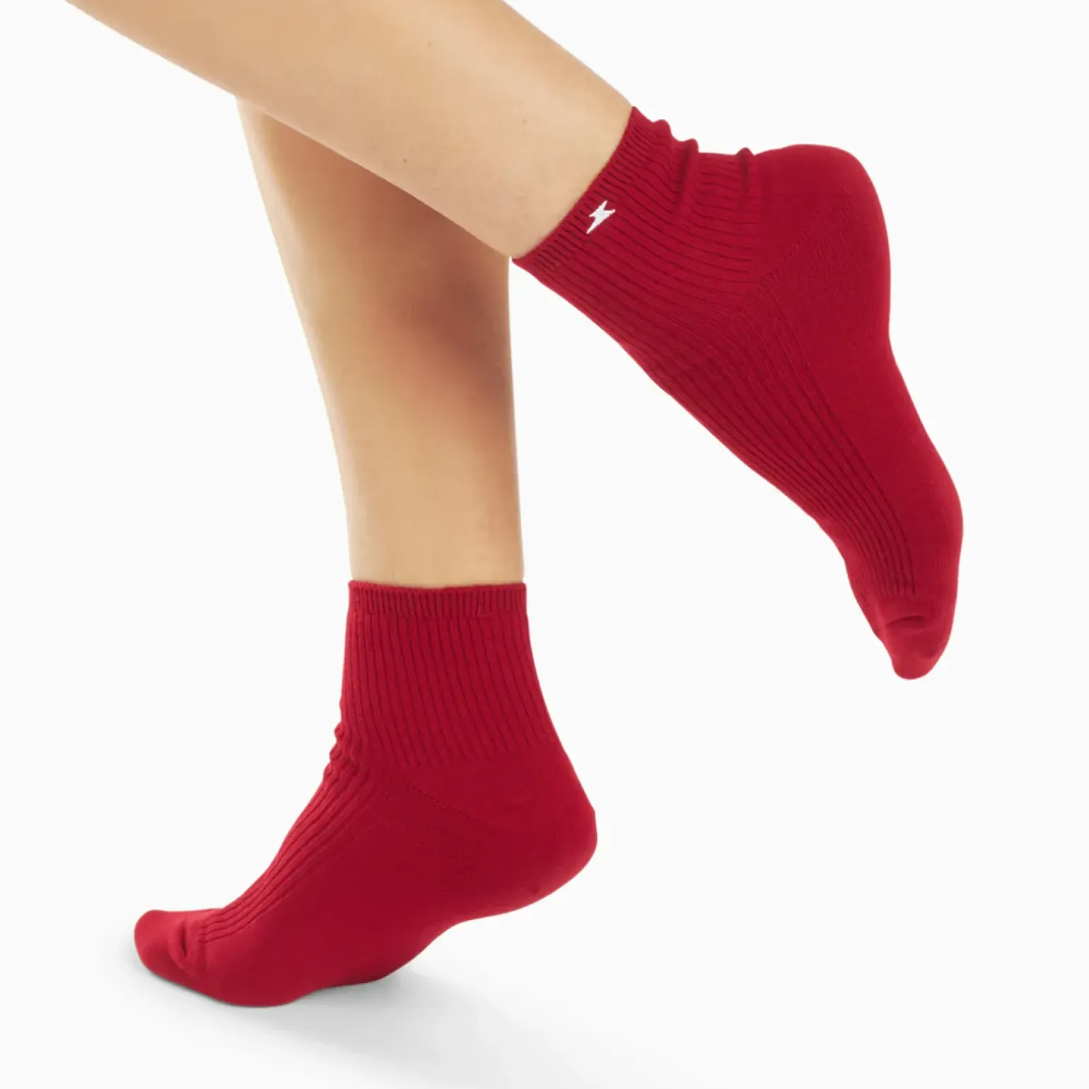 Chaussettes courtes Amy rouges côtelées