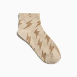 Chaussettes courtes Rachel beiges à éclairs camel