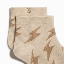 Chaussettes courtes Rachel beiges à éclairs camel