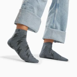 Chaussettes courtes Rachel grises à éclairs noirs