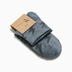 Chaussettes courtes Rachel grises à éclairs noirs