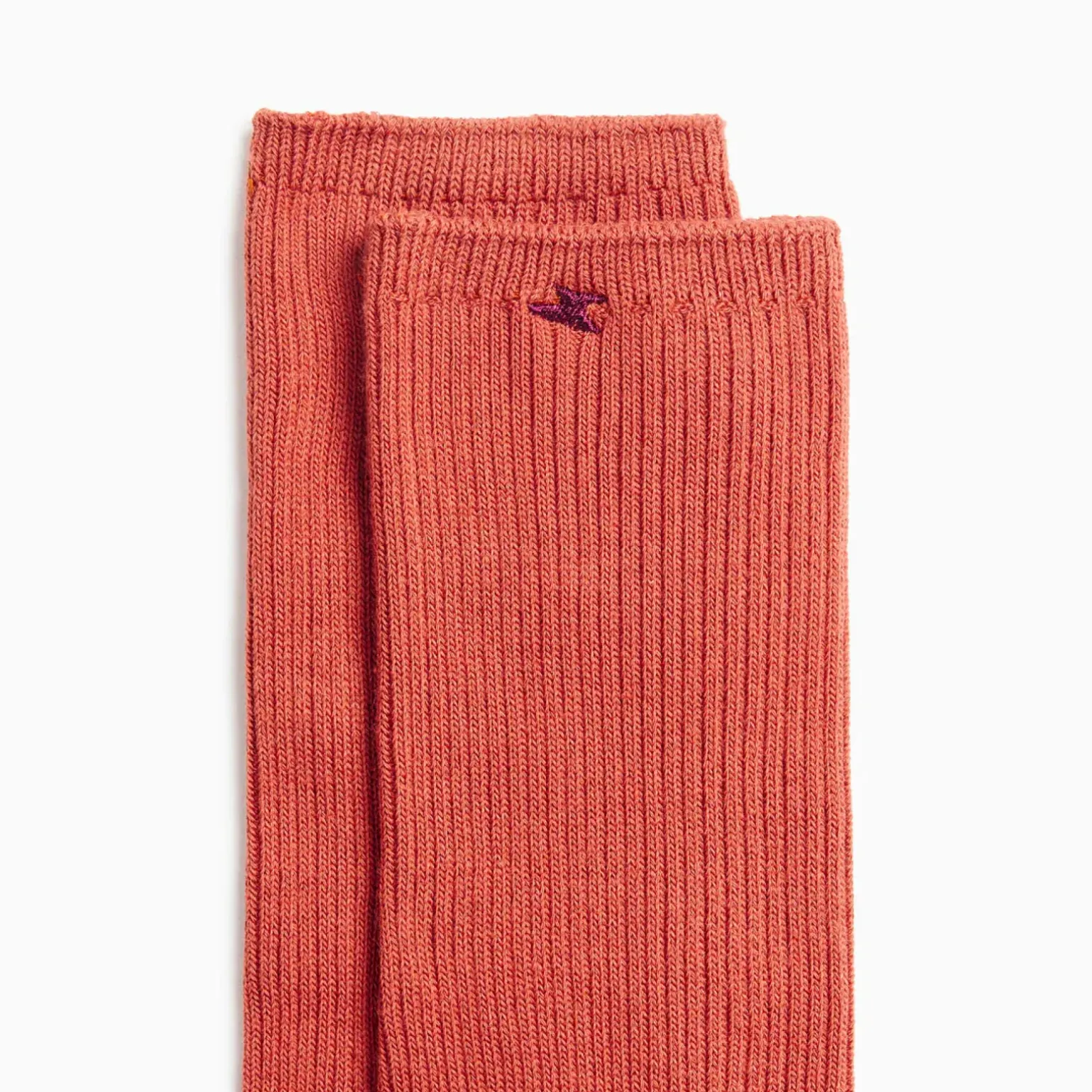 Chaussettes Ella brique côtelées