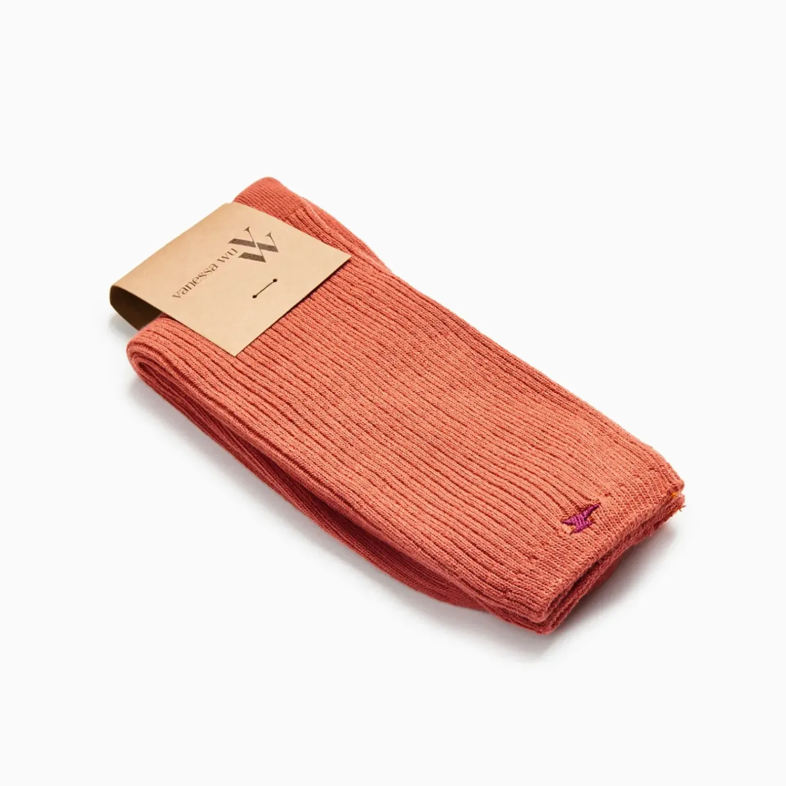 Chaussettes Ella brique côtelées