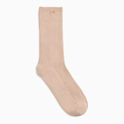 Chaussettes Ella taupe côtelées