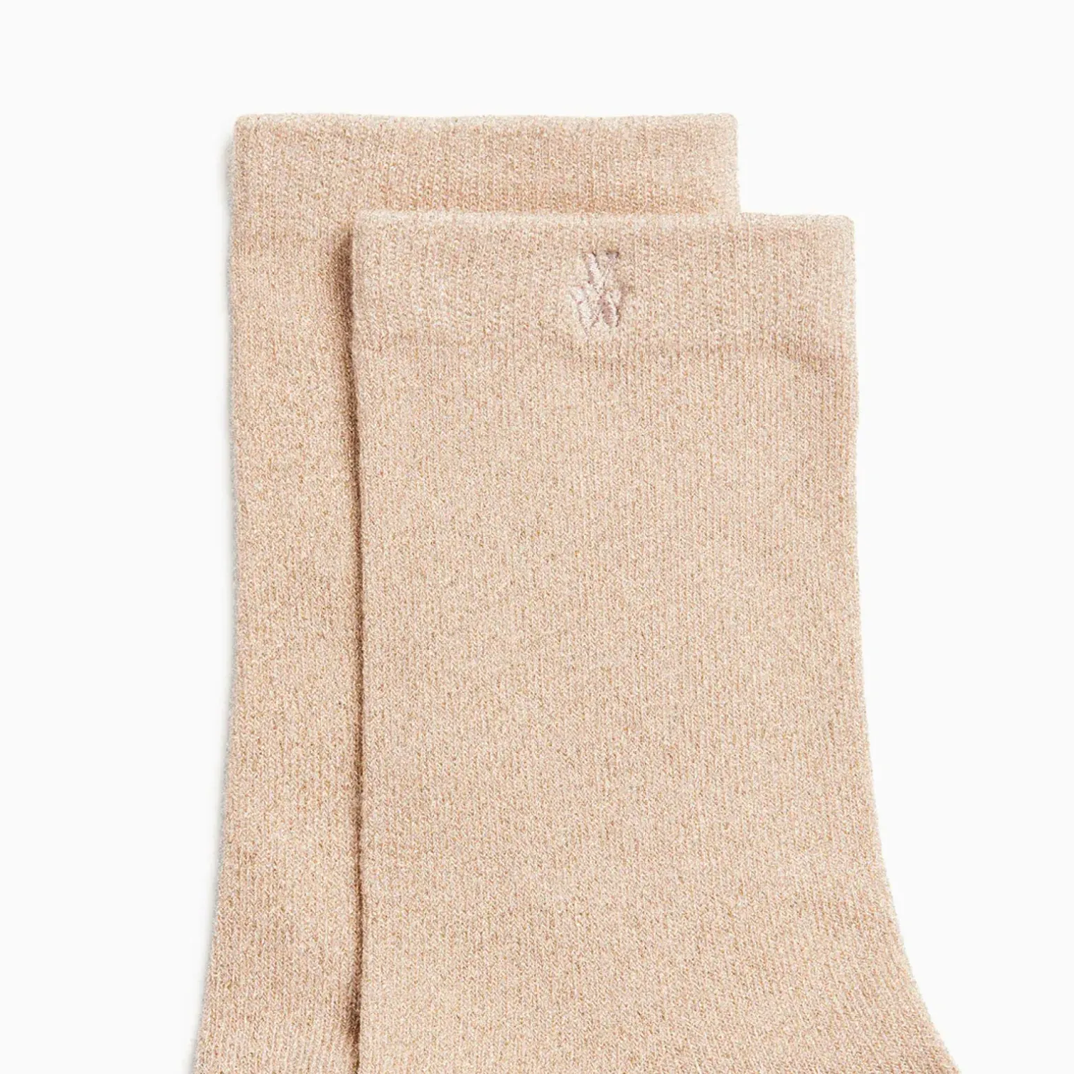 Chaussettes Quinn beige et or pailleté