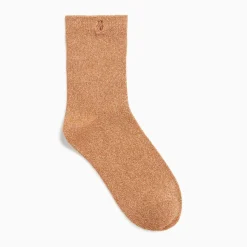 Chaussettes Quinn camel et or pailleté
