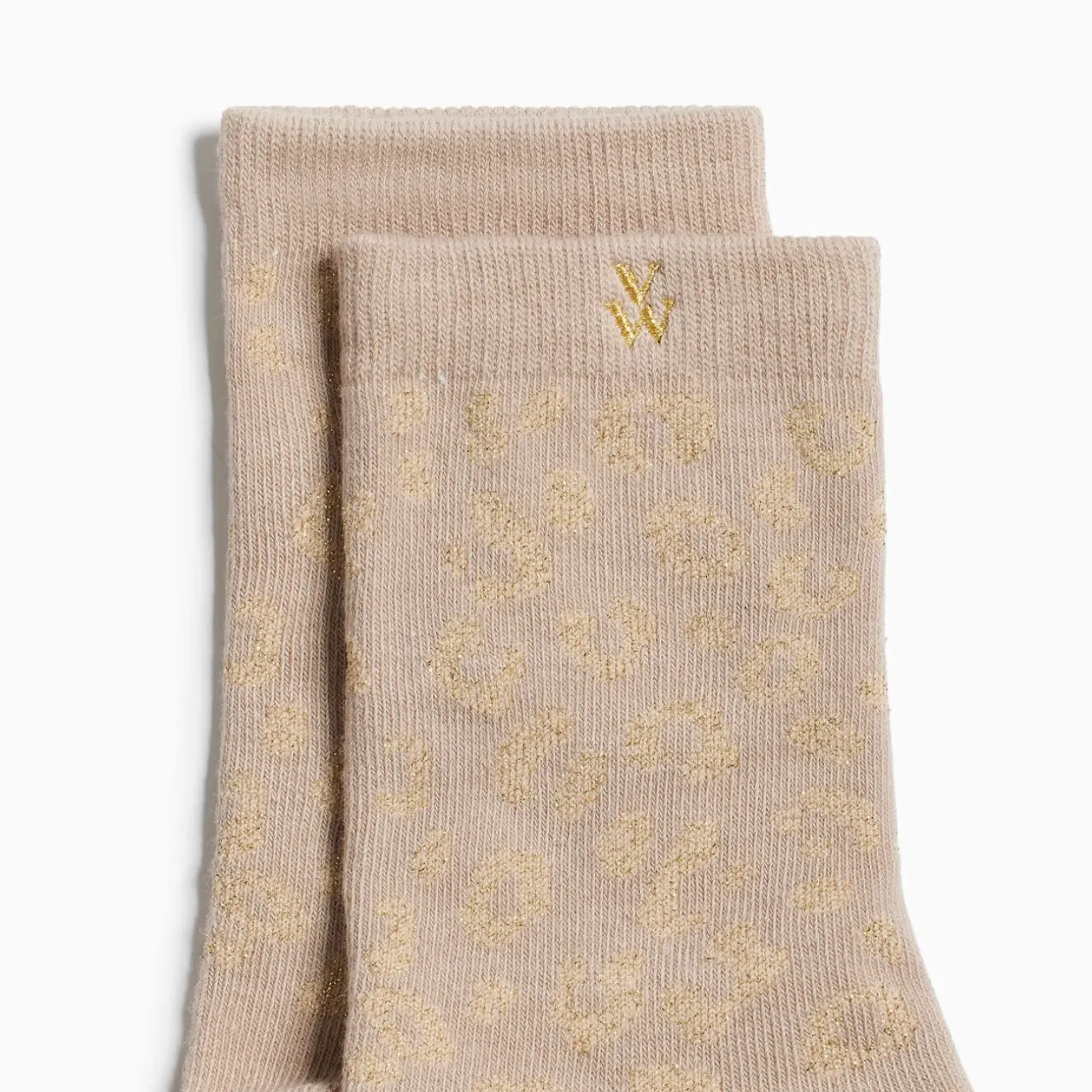 Chaussettes Tara beige et léopard or