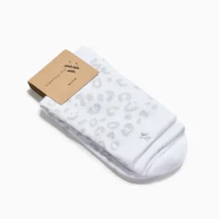 Chaussettes Tara blanc et léopard argent