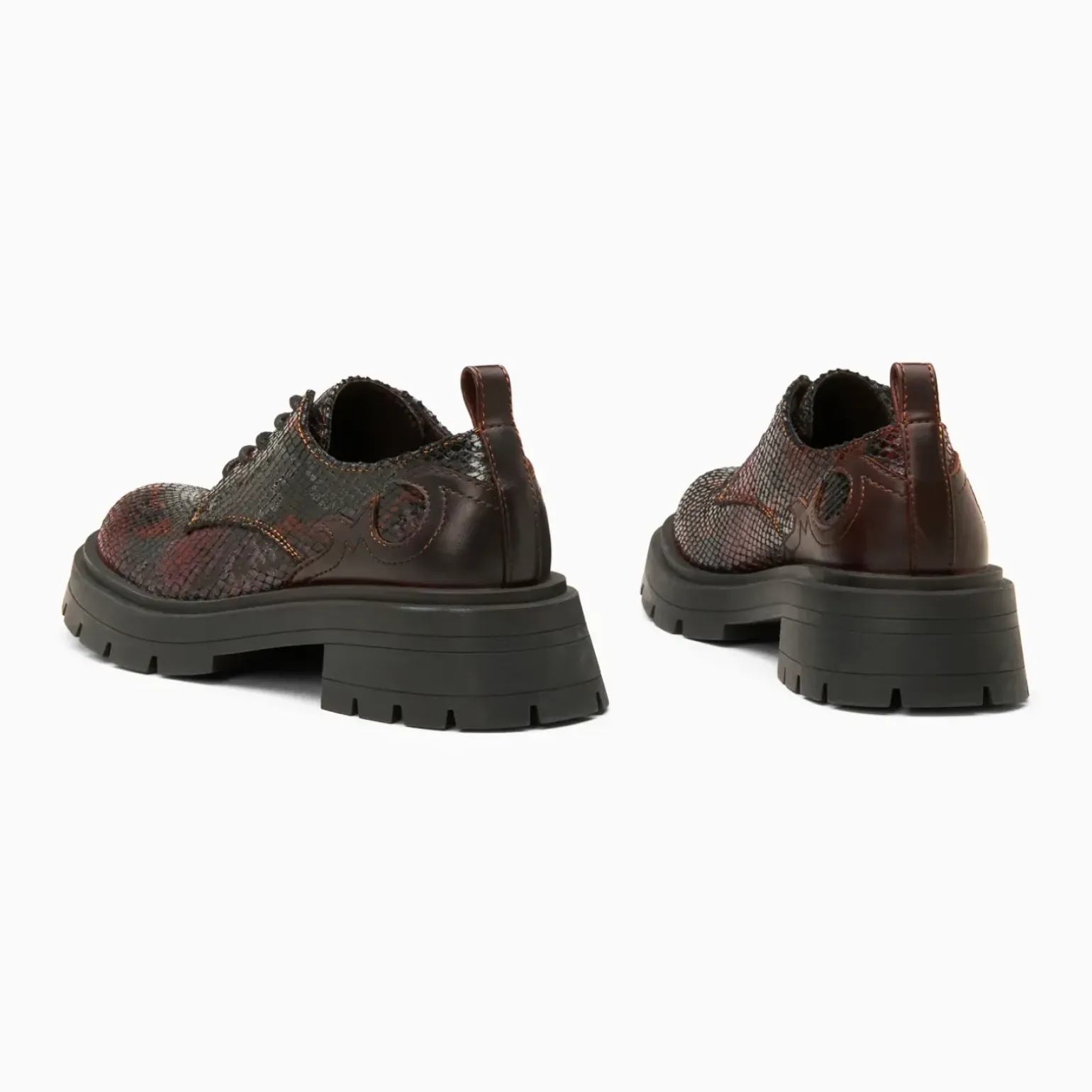 Derbies Meredith marron serpent à semelle crantée