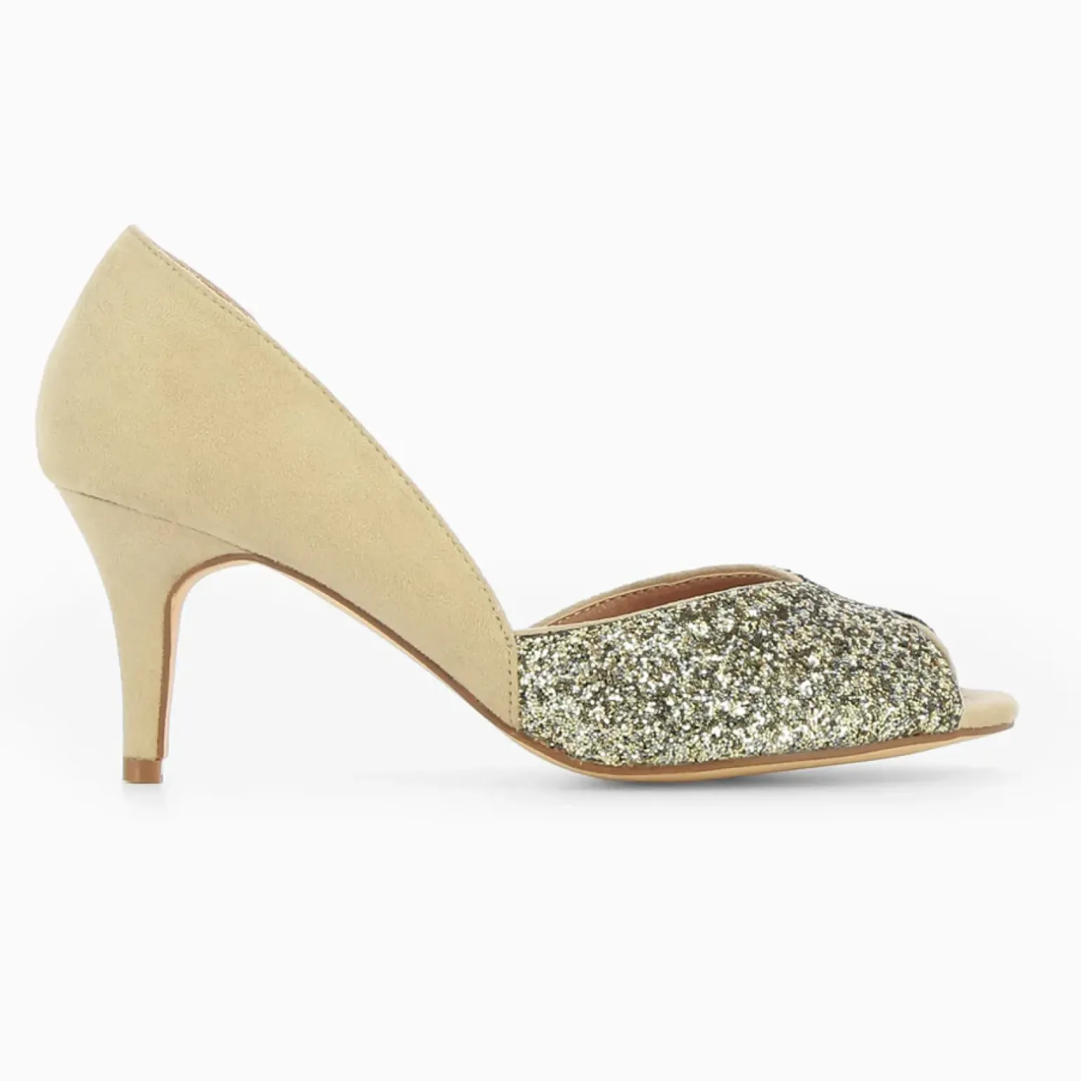Escarpins peep-toe Diane beige et champagne