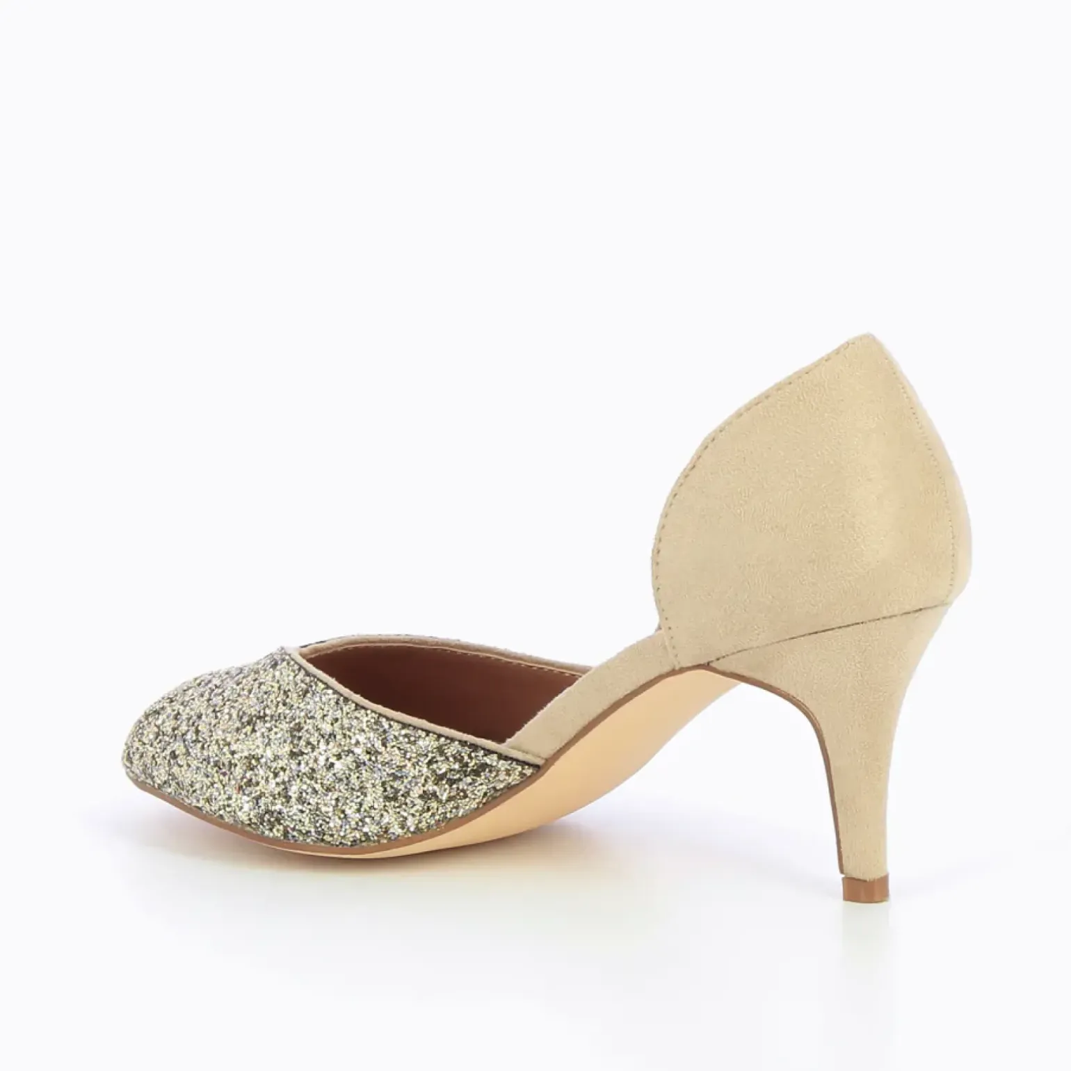 Escarpins peep-toe Diane beige et champagne