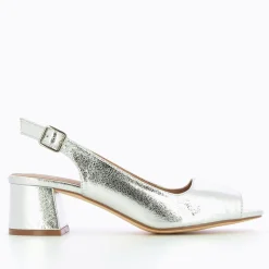 Escarpins peep-toe Maureen effet craquelé argent
