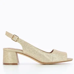 Escarpins peep-toe Maureen à paillettes or