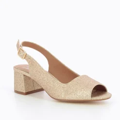 Escarpins peep-toe Maureen à paillettes or