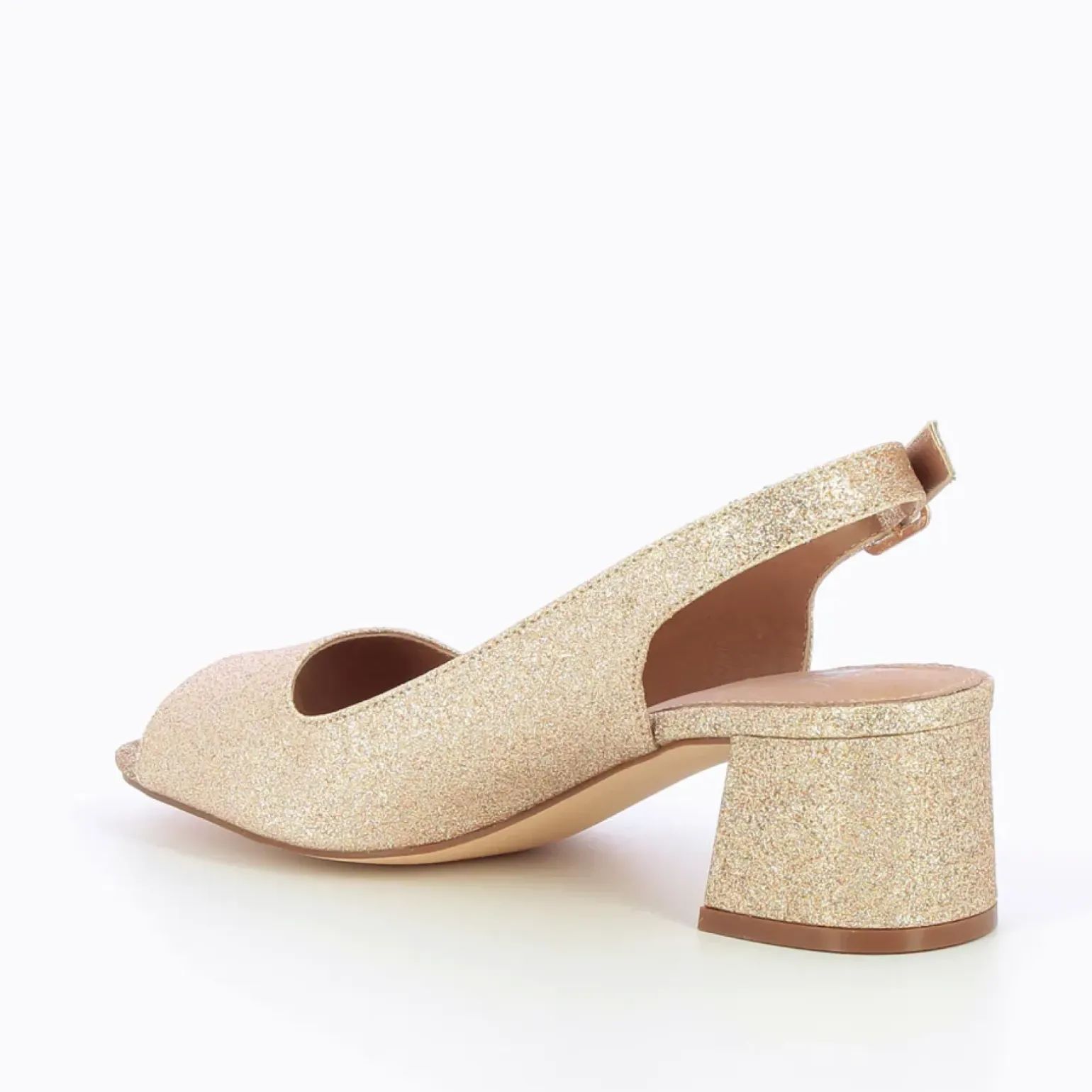 Escarpins peep-toe Maureen à paillettes or
