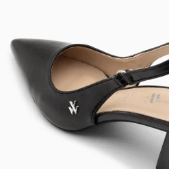 Escarpins slingback Lara noirs à bout pointu