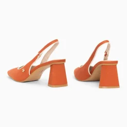 Escarpins slingback Lara orange à bout pointu