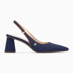 Escarpins slingback Lara marine à bout pointu