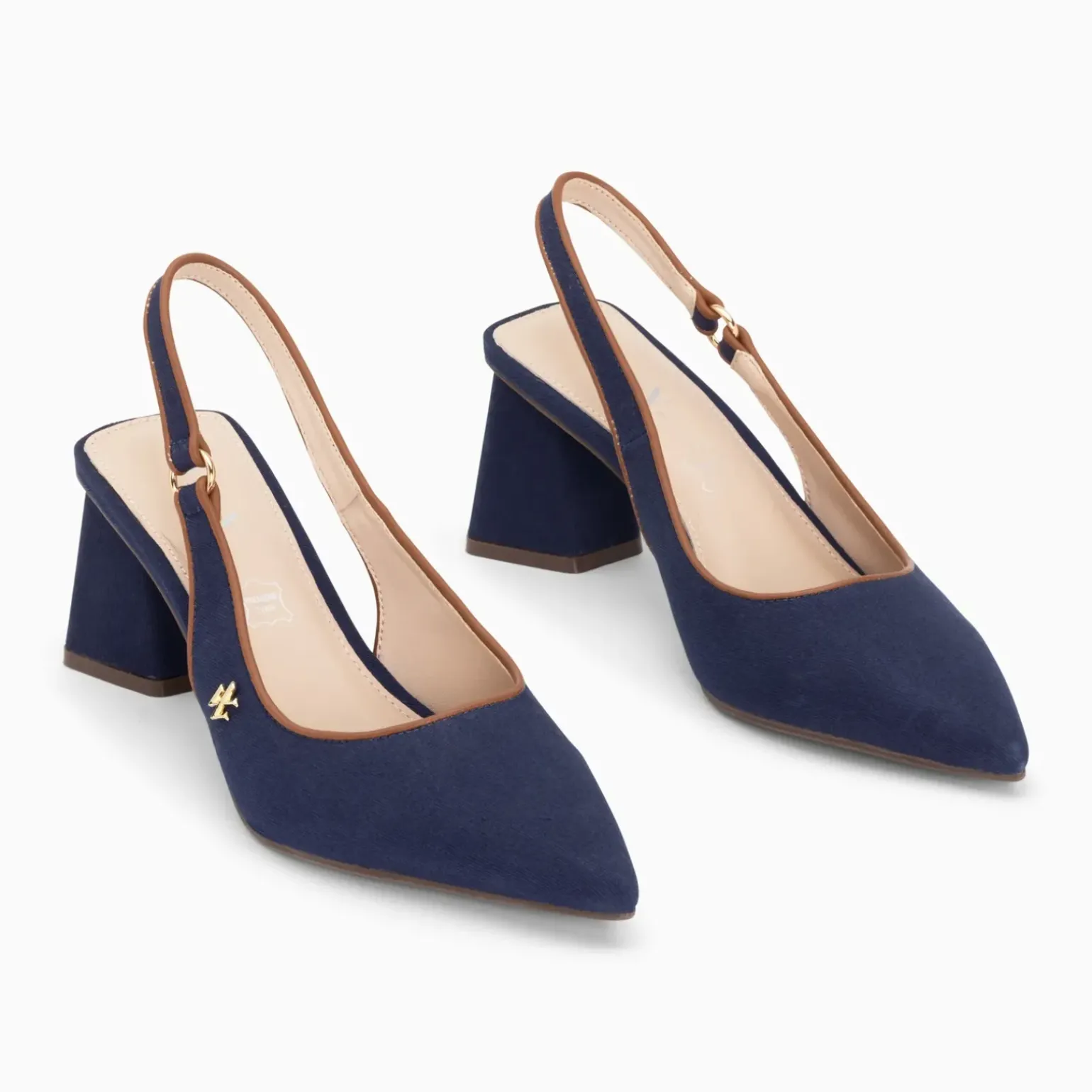 Escarpins slingback Lara marine à bout pointu