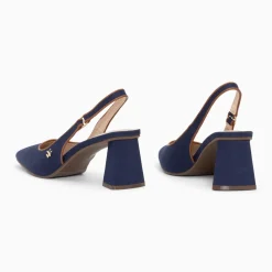 Escarpins slingback Lara marine à bout pointu