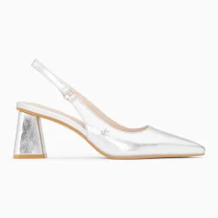 Escarpins slingback Lara argent à bout pointu